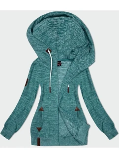 Dámska tyrkysová melanžová fleecová mikina (2310)