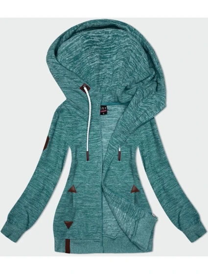 Dámska tyrkysová melanžová fleecová mikina (2310)