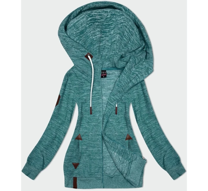 Dámska tyrkysová melanžová fleecová mikina (2310)