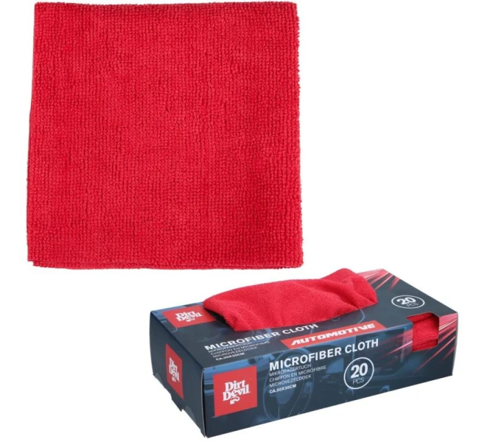 Bezšvová čistiaca handrička z mikrovlákna 30x30cm 20ks DIRT DEVIL RED