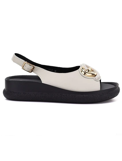 Dámské kožené sandály na platformě béžové model 22117577 - S.Barski