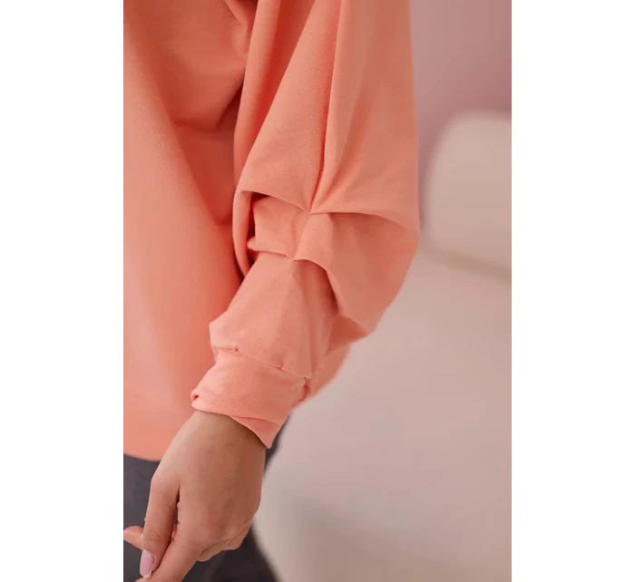 Bavlnená blúzka s mašľou marhuľová Bavlnená blúzka s mašľou marhuľová