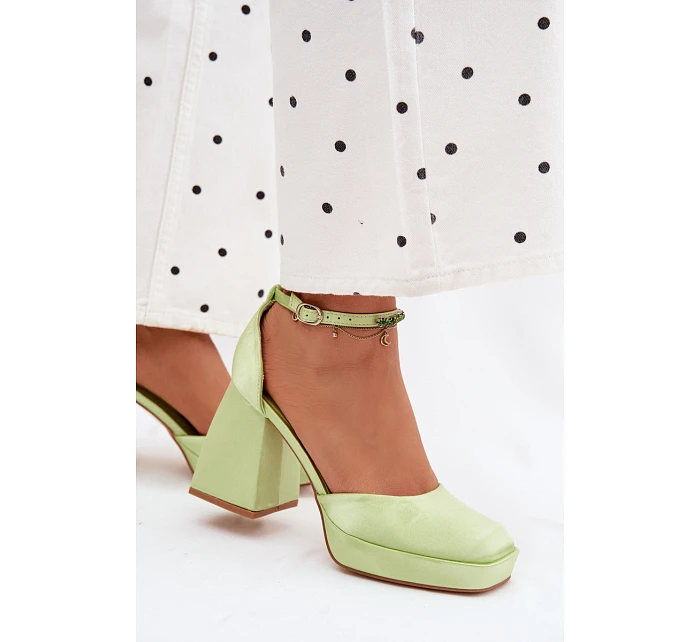 Zelené sandály na podpatku Calistae