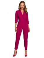 S316 Overal so šálovým golierom - slivka