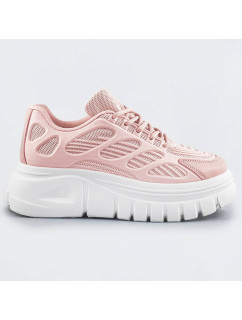 Ružové športové dámske topánky na platforme (S222)