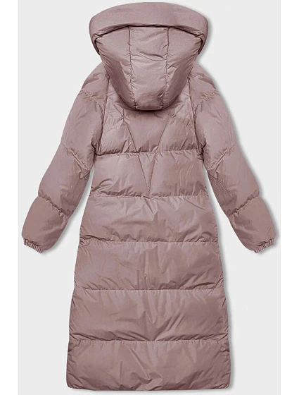 Dlouhá růžová hrubší dámská bunda s kapucí model 21246182 - J.STYLE