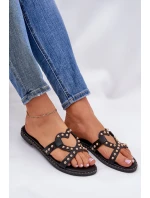 Zdobené Ploché Dámské Sandály Černé model 21685805 - Boto