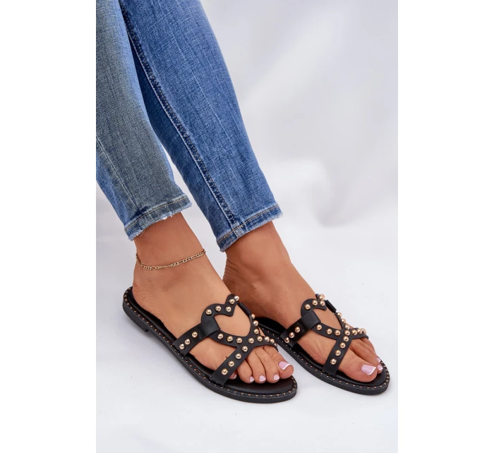 Zdobené Ploché Dámské Sandály Černé model 21685805 - Boto