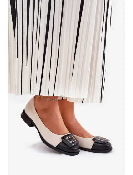 Kožené Baleríny S Dekorací D&A model 21691015 Béžové - S.Barski