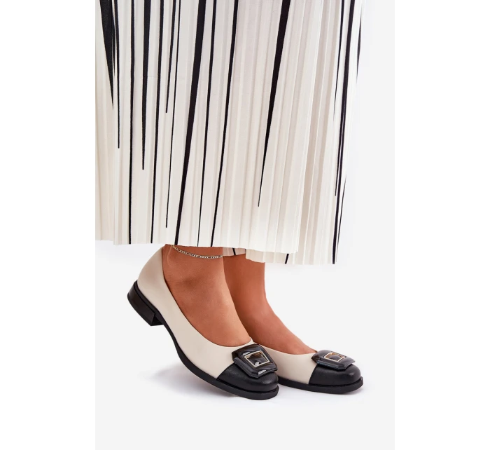 Kožené Baleríny S Dekorací D&A model 21691015 Béžové - S.Barski