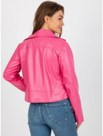 Krátka ružová bunda z ekokože