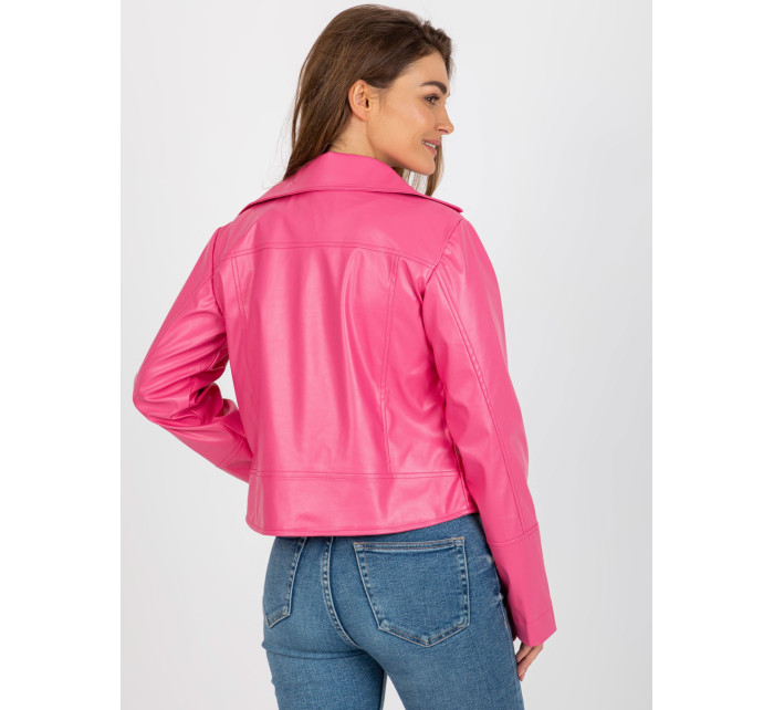 Krátka ružová bunda z ekokože