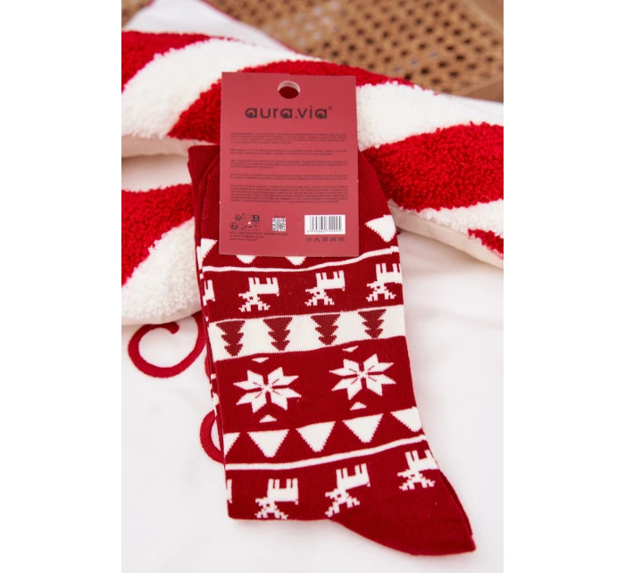 Pánske vianočné ponožky s motívom sobov - červené Pánske vianočné ponožky s motívom sobov - červené