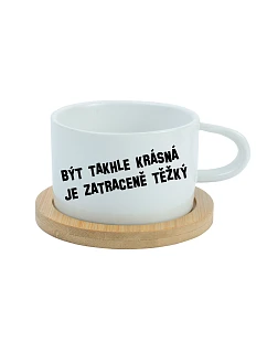 BYŤ TAK KRÁSNY JE PRÍLIŠ ŤAŽKÉ - biely pohár na makrónky 200 ml