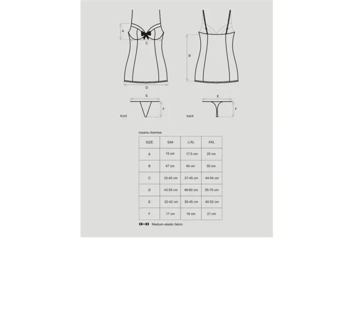 Košieľka Rosana chemise XXL - Obsessive