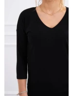 Blúzka s výstrihom do V čierna