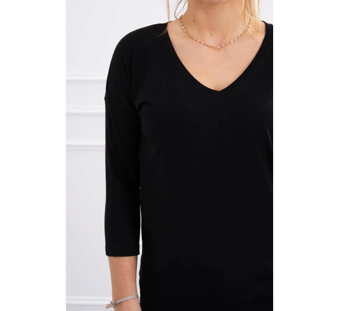 Blúzka s výstrihom do V čierna