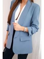 Elegantná bunda s klopami denimová modrá