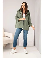 Dámská jarní bunda s kapucí a model 22281585 khaki - K-Fashion