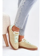 Zamszowe Buty Sportowe Sneakersy Damskie D.Franklin DFSH387005 Limonkowe