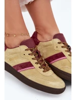 Zamszowe Niskie Sneakersy Damskie Big Star SS274680 HI-POLY SYSTEM Limonkowe