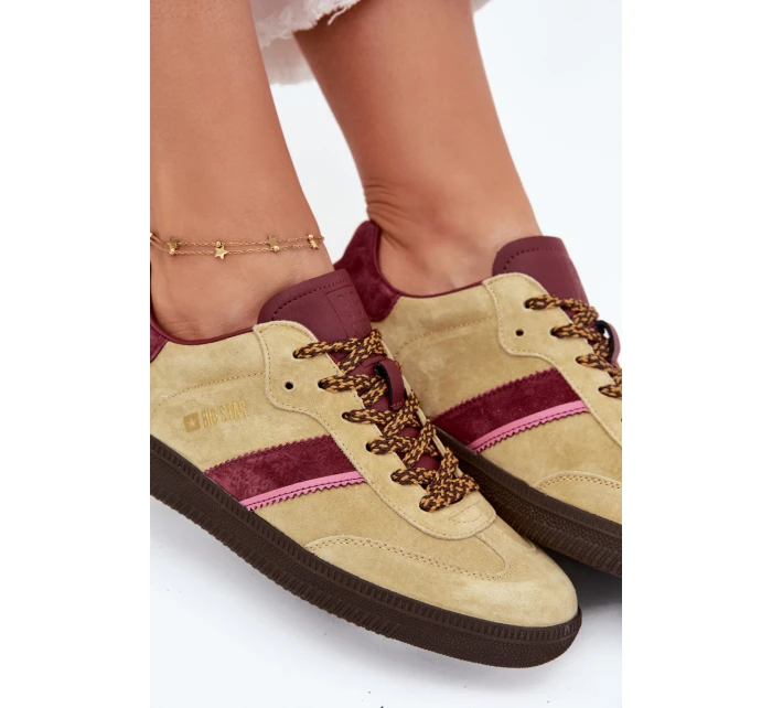 Zamszowe Niskie Sneakersy Damskie Big Star SS274680 HI-POLY SYSTEM Limonkowe