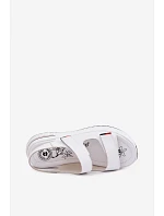 Kožené dámské sandály na platformě na suchý zip bílé model 22095050 - EVENTO