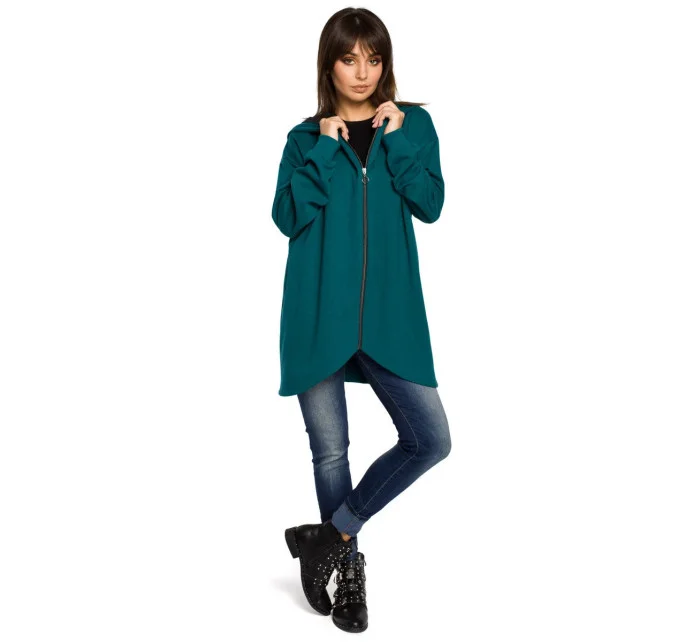 Dámská delší mikina zelená model 18439335 - BeWear Dámská delší mikina zelená model 18439335 - BeWear