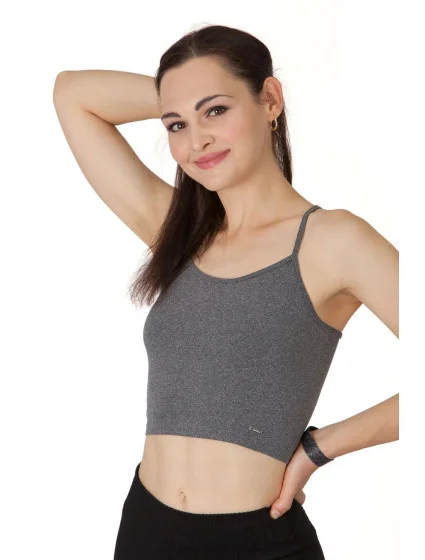 Dámsky krátky top BECROP sivý - Goldbee