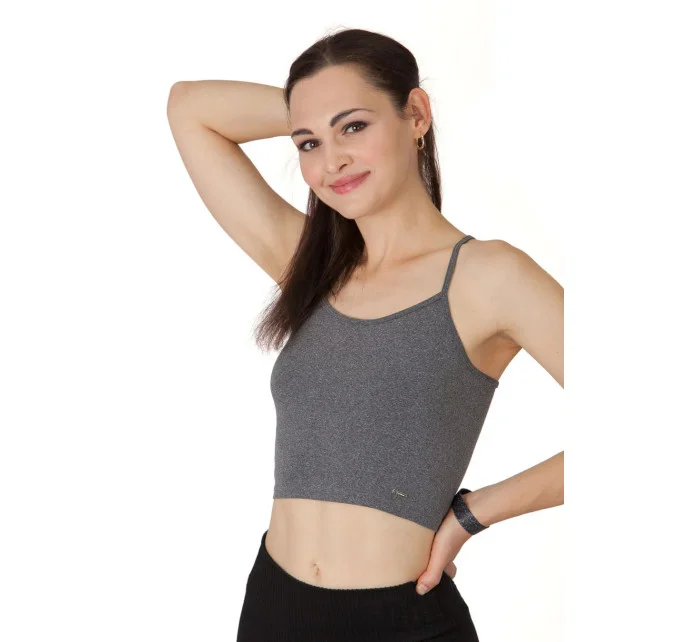 Dámsky krátky top BECROP sivý - Goldbee