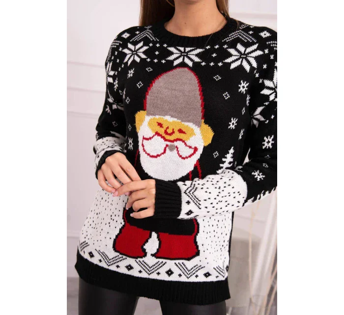 Vianočný sveter so Santa Clausom čierny