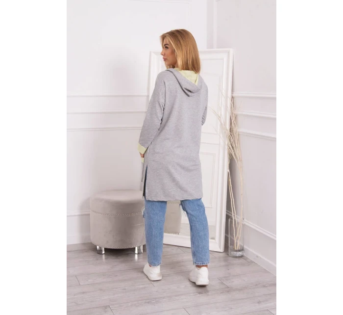 Dvojfarebná bunda s kapucňou žltá+sivá Dvojfarebná bunda s kapucňou žltá+sivá