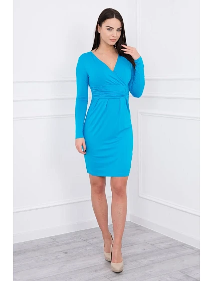 Přiléhavé šaty s výřezem pod prsy tyrkysové