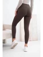 Dámské legíny s vysokým pasem a elastickým pasem hnědé