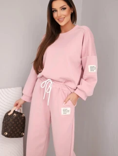 Dámska súprava maslová mikina + nohavice tmavá púdrovo ružová