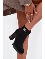 Ocieplane Botki Damskie Na Słupku Z Ozdobnym Detalem Czarne Vessara Ocieplane Botki Damskie Na Słupku Z Ozdobnym Detalem Czarne Vessara