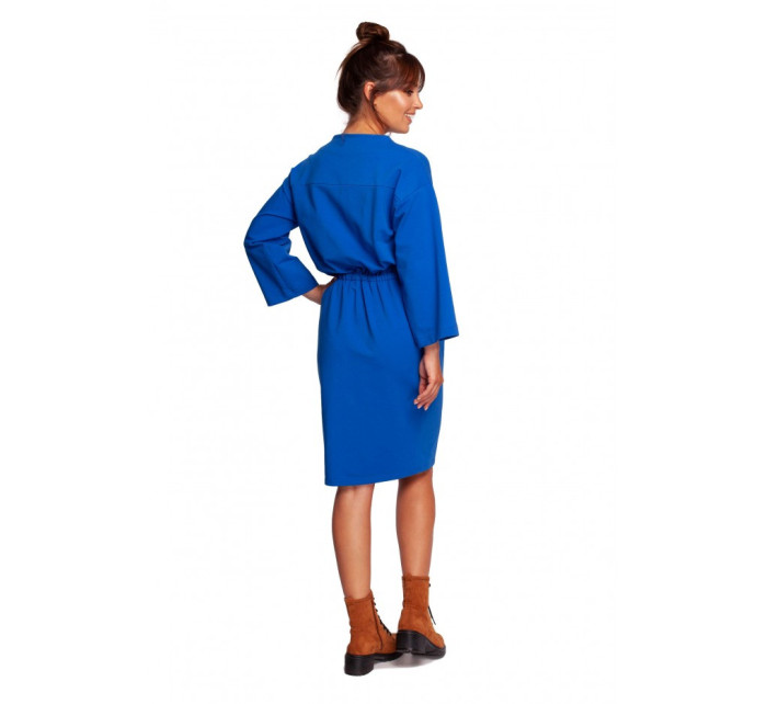 B234 Pletené šaty so šnúrkou - kráľovská modrá