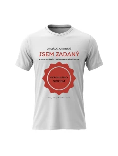 Pánské bavlněné tričko s potiskem - JSEM ZADANÝ - bílé