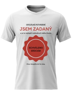 Pánské bavlněné tričko s potiskem - JSEM ZADANÝ - bílé