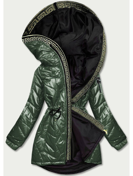 Zelená dámska bunda s ozdobným prešívaním (BR8101-10)