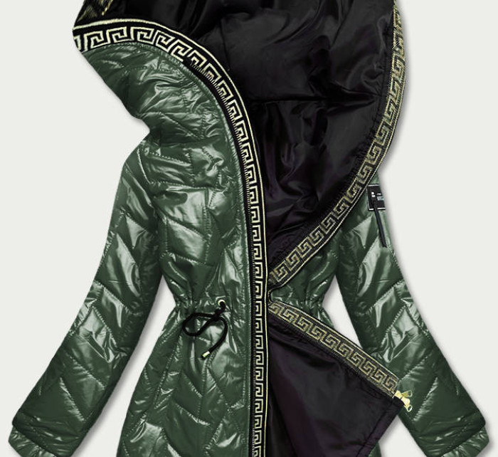 Zelená dámska bunda s ozdobným prešívaním (BR8101-10)