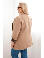 Dámská bunda Plus Size s podšívkou v leopardím vzoru camelová Dámská bunda Plus Size s podšívkou v leopardím vzoru camelová