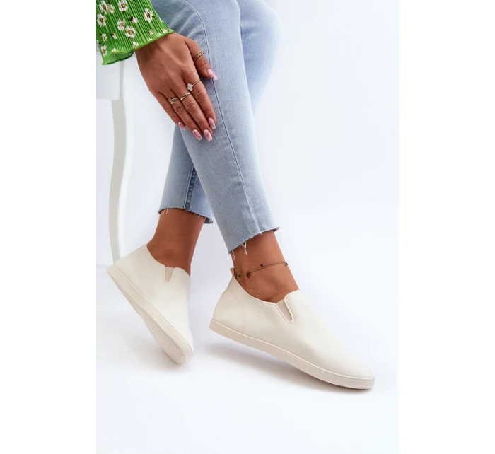 Damskie Tenisówki Trampki Slip-On Beżowe Lovinia