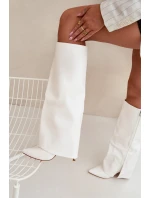 Ocieplane Kozaki Na Szpilce Z Wywiniętą Cholewką Białe Tamonia Ocieplane Kozaki Na Szpilce Z Wywiniętą Cholewką Białe Tamonia