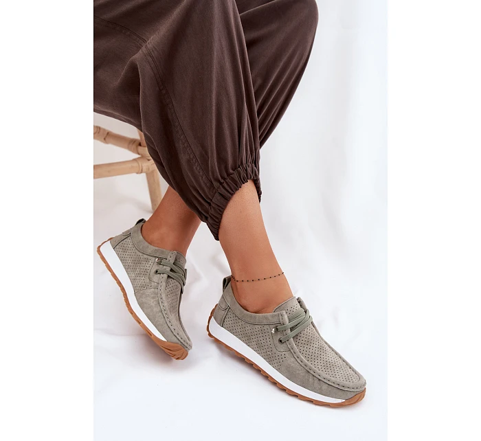 Dámské polobotky z přírodního semiše Zelená Amela