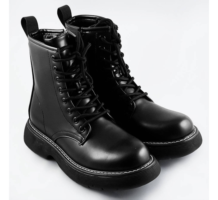 Čierne dámske šnurovacie topánky (A9935)