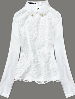 Elegantní halenka v ecru barvě s límečkem model 17833907 - LJR