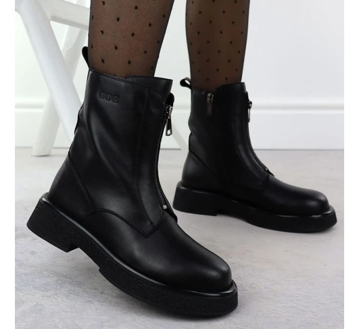 Dámske kožené topánky Goe black SS2N4145