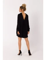 M740 Košeľové šaty s ozdobným golierom - čierne M740 Košeľové šaty s ozdobným golierom - čierne