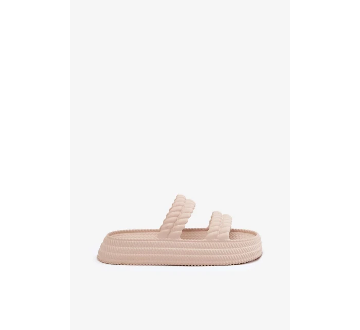 Dámske ľahké papuče na platforme S.Barski - béžové